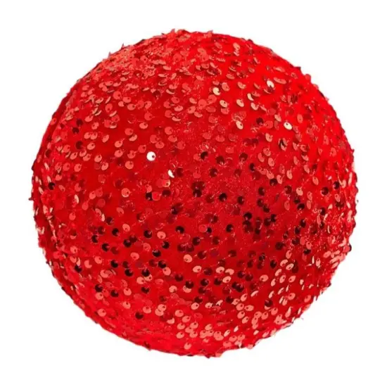 8" Sequin Ball Ornament: Red {1}