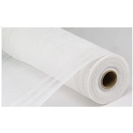 10.5" Faux Jute Border Stripe Mesh Ribbon: White (10 Yards) {1}