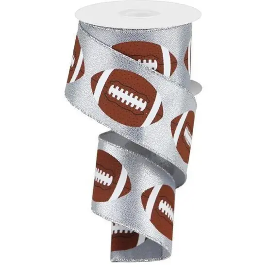 2.5" Football Ribbon: Metallic Silver (10 Yards) {1}