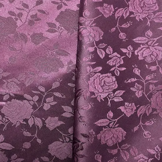 1 Yard Plum Jacquard Satin Reversible Fabric for Tablecloth Curtains Garments 58/60 inches Wide {1}