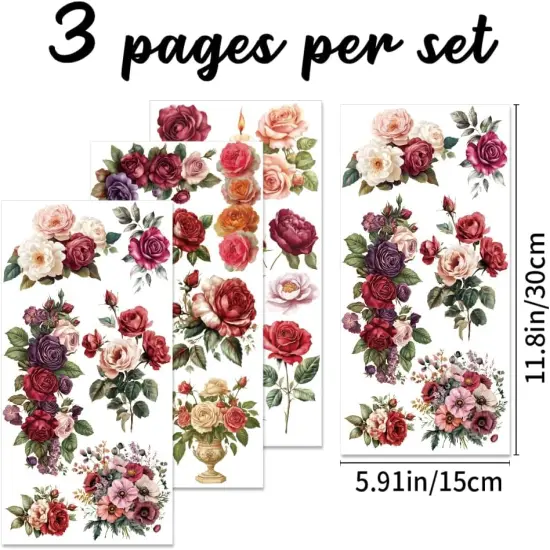 3 Sheets Red Rose Rub on Transfers for Crafts {2}
