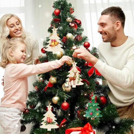 3Pack 7 inches-Wooden Christmas Ornaments to Paint Christmas Tree Decoration {2}