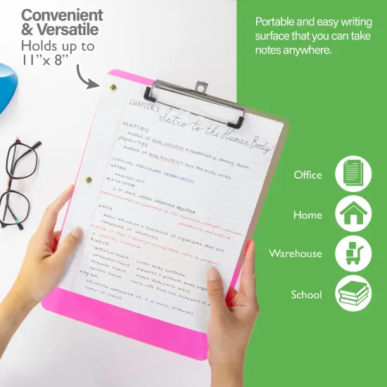 BAZIC Plastic Clipboard Standard Size w/ Low Profile Clip {4}