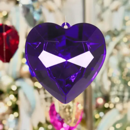 6" Acrylic Heart Jewel Ornament: Purple {2}