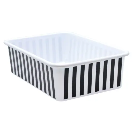 Black and White Stripes Large Plastic Storage Bin {1}