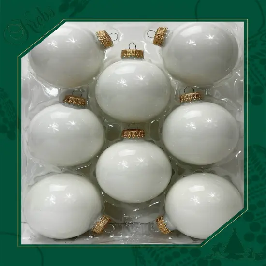 Porcelain White 2 5/8" (67mm) Glass Ball - 8 Piece Set {1}