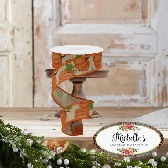 1.5" Pumpkin Patch Ribbon: Light Beige (10 Yards) {4}