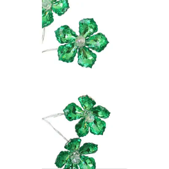 28" Flower Faux Crystal Spray: Green {2}