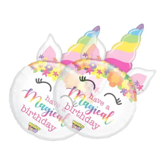 33" Mighty Birthday Unicorn Foil Balloon Birthday Party Decor {2}