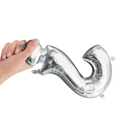 Anagram&reg; 16" Silver Question Mark Balloon Air Fill Only Foil Mylar {2}