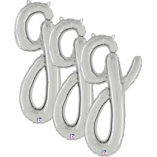 24 Inch Script Letter G Silver Air Fill Only Balloon {3}