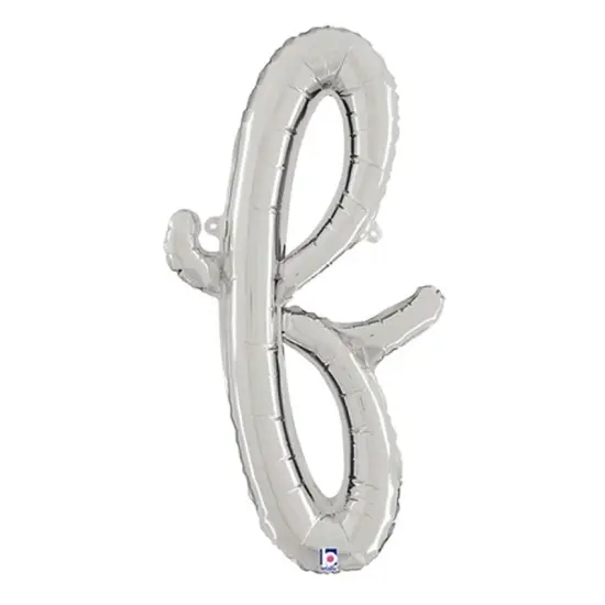 24 Inch Script Letter F Silver Air Fill Only Balloon {1}