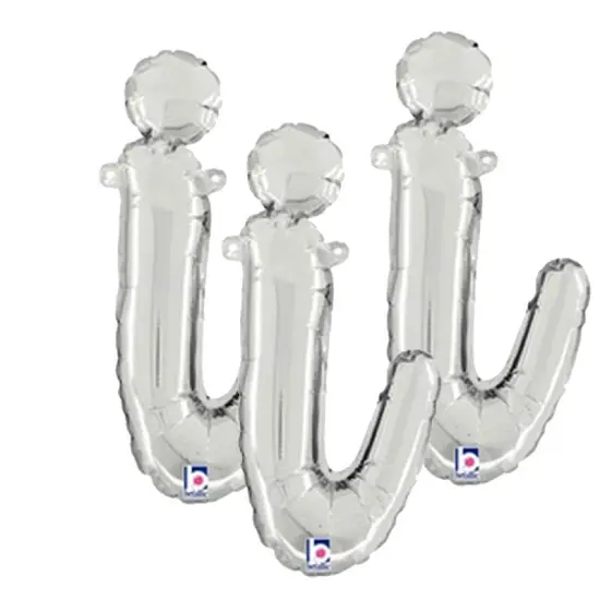 Betallic&reg; 14 Inch Script Letter I Silver Air Fill Only Balloon {6}