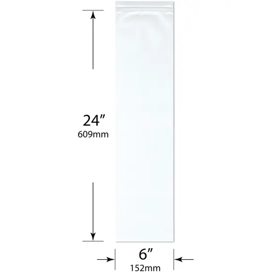 Plymor 6" x 24" (Pack of 100), 4 Mil Heavy Duty Zipper Reclosable Plastic Bags {3}