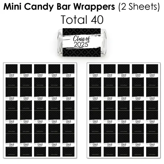 Big Dot of Happiness 2025 Black and White Graduation Party Candy Favor Sticker Kit - 304 Pieces {4}