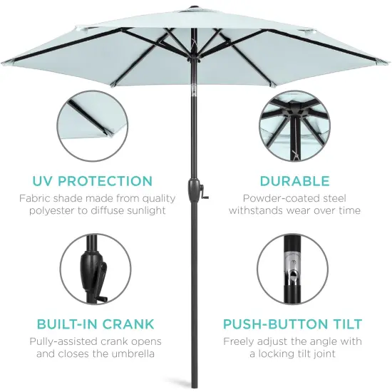 Best Choice Products 7.5ft Heavy-Duty Outdoor Market Patio Umbrella w/ Push Button Tilt, Easy Crank Baby Blue {5}