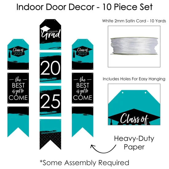 Big Dot of Happiness Teal Grad - Best is Yet to Come - Hanging Vertical Paper Door Banners - 2025 Turquoise Party Wall Decor Kit- Indoor Door Decor {6}