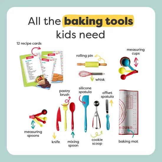Baketivity 31 Pcs Kids Cooking & Baking Set with Kids Knife & Real Cooking Utensils - Kid Safe Knife & Cooking Tools - Kids Baking Set Gift for Girls & Boys Including Nylon Knife for Kids {3}
