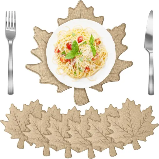 Set of 6 Fall Placemats Autumn Maple Leaf Place Mats(Natural) {6}