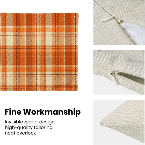 Set of 2 Checkered Fall Pillow Covers 20x20 Inch {5}