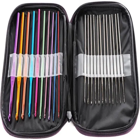 Crochet Hooks Set, Aluminum Handle Knitting Needles, Multicolor Crochet Needles for Yarn Craft Knitting Knit Needles Weave Yarn Set {1}