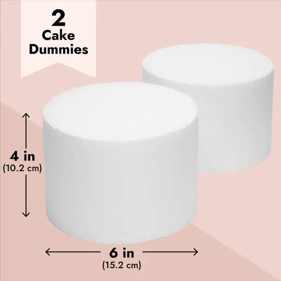 2-Pack Foam Cake Dummies, 6 x 4 In - Round Foam Cylinders for Cake Decorating, Crafts, Fake Display Cakes for Parties, Weddings & Anniversaries White {3}