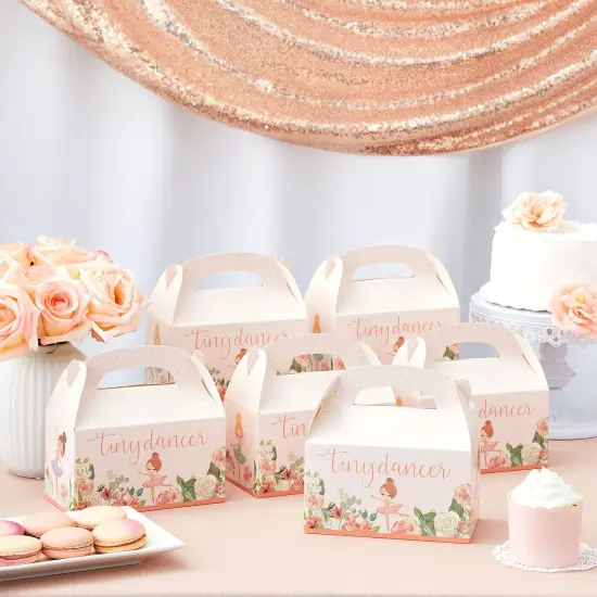 24-Pack Ballet Tiny Dancer-Themed Gable Party Favor Boxes for Ballerina Party Decorations, Built-In Handles with Pre-Scored Tabs for Easy Assembly (Pink, 6x3x4 in) {2}
