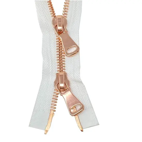 Metal 5MM Two Way Separating Zipper White Rose Gold {2}
