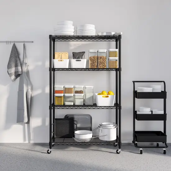 Seville Classics 4-Tier NSF Steel Wire Shelving Unit, 36" W x 14" D x 56.25"H Chrome {6}