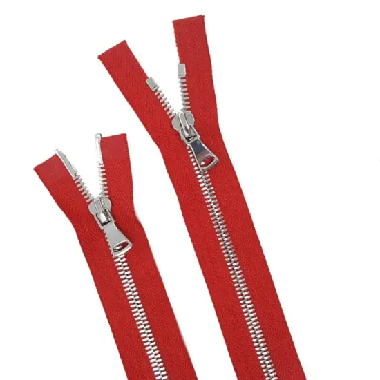 5MM or 8MM Two Way Separating Open Bottom Zipper Red Tape Nickel Teeth 36" {3}