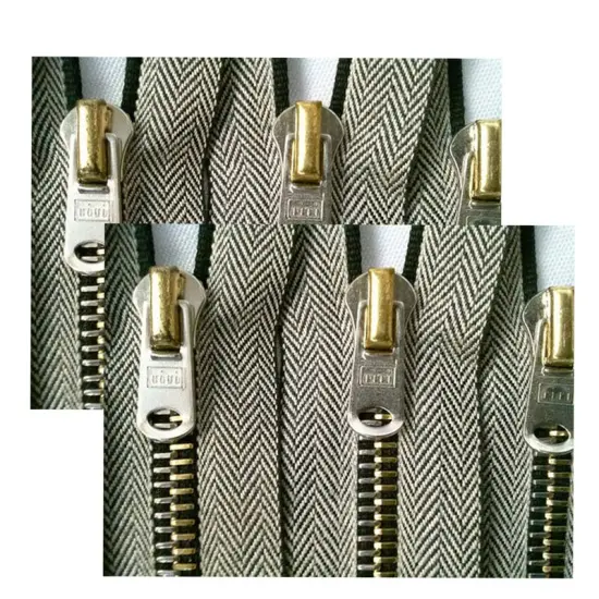 Zipper &ndash; Zebra Pocket 5" 6MM Two-Tone Gold/Silver Teeth Closed Bottom {3}