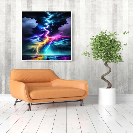 Diamond Art Painting Kits for Adults, Colorful Lightning 5D Diamond Painting Dots Art Kits for Adults Beginner, DIY Full Round Gem Crystal Art Paint by Diamond, Home Wall Decor 12x 16 in {4}