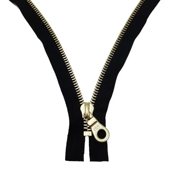 8MM Closed Bottom Zipper with KTA Pull &ndash; Black/Brass {2}
