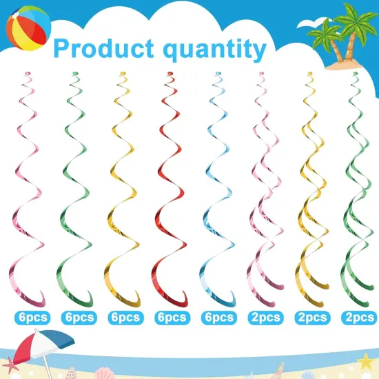 36 PCS Summer Party Hanging Swirls Pool Beach Swirls Decorations {4}