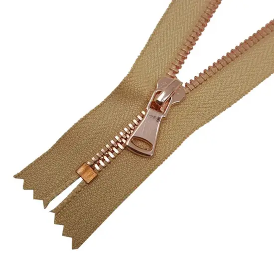 5MM Closed Bottom Zipper Beige Tape Rose Gold Teeth 7&ndash;20 Inche {3}