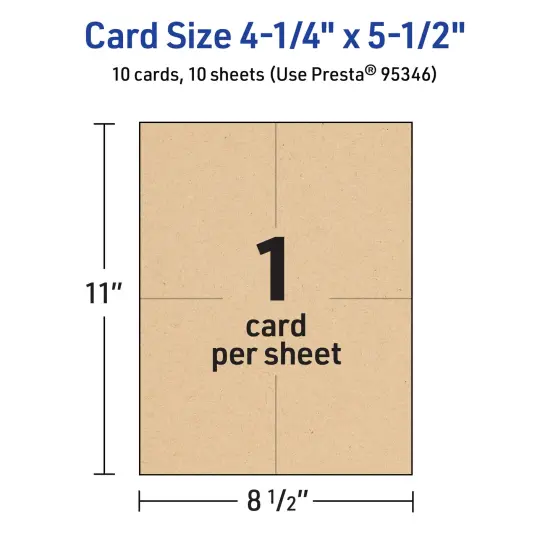 Avery Kraft Brown Greeting Cards, 4-1/4" x 5-1/2" Rectangle Quarter Fold {5}