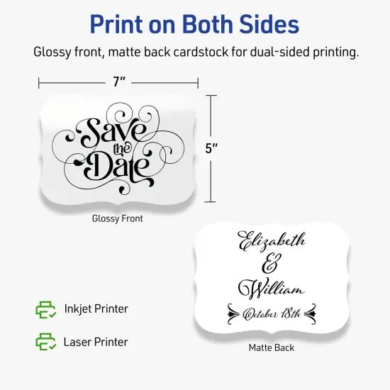 Avery Glossy White Invitation Cards, 5" x 7" Rectangle Flourished Edge {6}