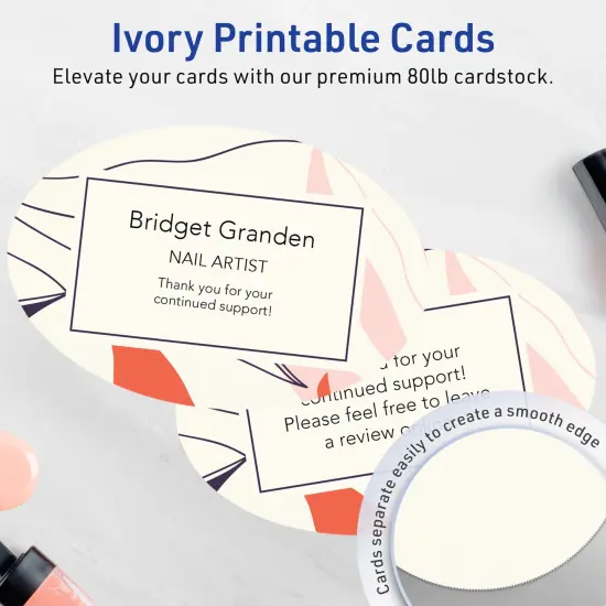 Avery Printable Oval Flat Cards, Sure Feed Technology, 4" x 6", Matte Ivory Cardstock, Print-to-The-Edge, Laser/Inkjet Printable, 20 Total, Great for Product Branding, Marketing, and More {9}
