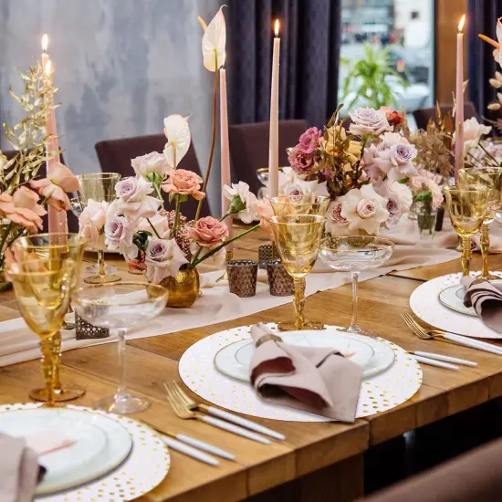 50 Pcs 14 Inch White and Gold Foil Paper Place Mats Golden Polka Dots Round Placemats Disposable Decorative Table Mats for Wedding Banquet Party Home Dining Table Decor {5}