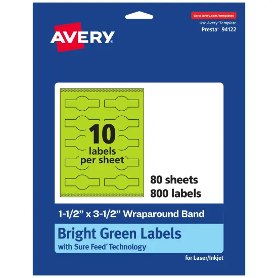 Avery Bright Green Paper Labels, 1.5" x 3.5" Wraparound {1}