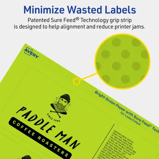 Avery Bright Green Paper Labels, 3" x 7" Rectangle {4}