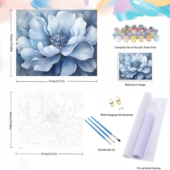 Blue Flower Paint by Numbers Kit (16x20 Inch) {5}