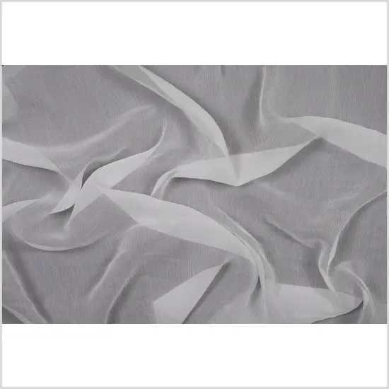 1 Yard White Crinkle Silk Chiffon Designer Couture Lightweight Fashion Textile 43 inch Width {4}