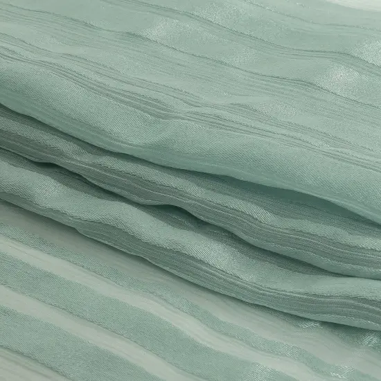1 Yard Seafoam Crinkled Silk Chiffon with Satin Stripes Designer Fashion Textile 50 Inch Width {3}