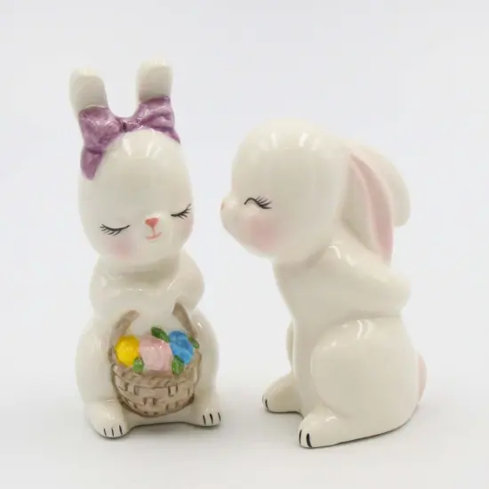 Ceramic Cute Easter Bunny Rabbit Couple Salt and Pepper Shakers, Home D&eacute;cor, Gift for Her or Mom, Kitchen D&eacute;cor, Spring or Easter D&eacute;cor {3}