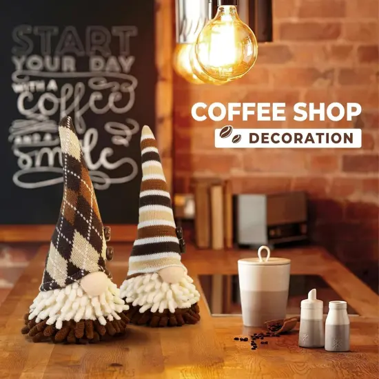 2PCS Cute Coffee Gnomes Fall Table {3}