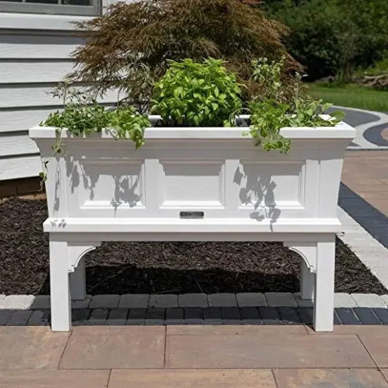 White Plastic 3-Tray Raised Garden Bed Planter Box Indoor Outdoor {3}
