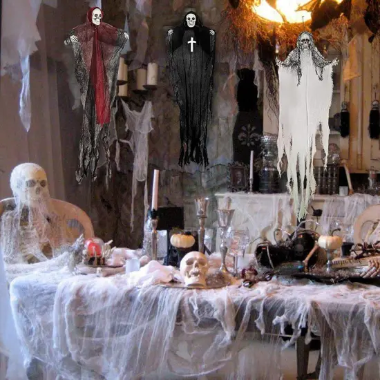 3Pack-Halloween Hanging Skeleton Ghosts,One 36&rdquo; and Two 32&rdquo; Halloweens Grim Reapers, {5}