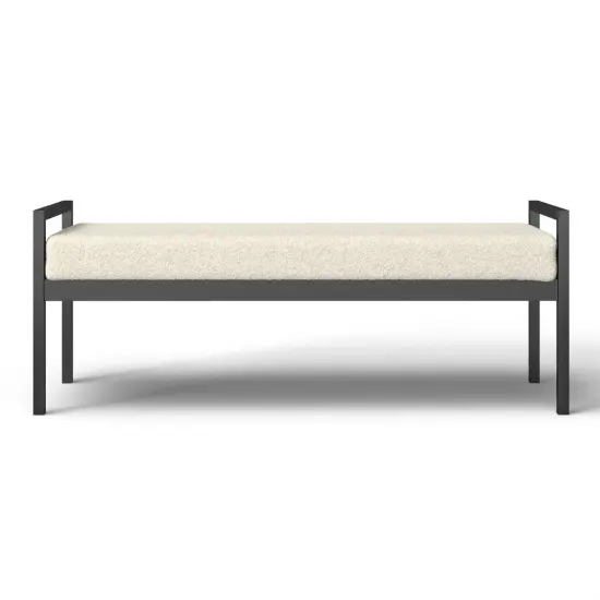 Modern Entryway Bench with Upholstered Cushion and Metal Base {2}