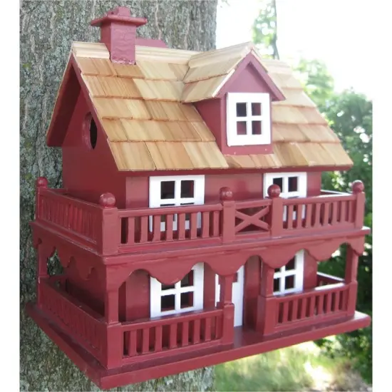 Red Wood Kiln-Dried Hardwood Birdhouse with Removable Back and Paddle Hanger {2}